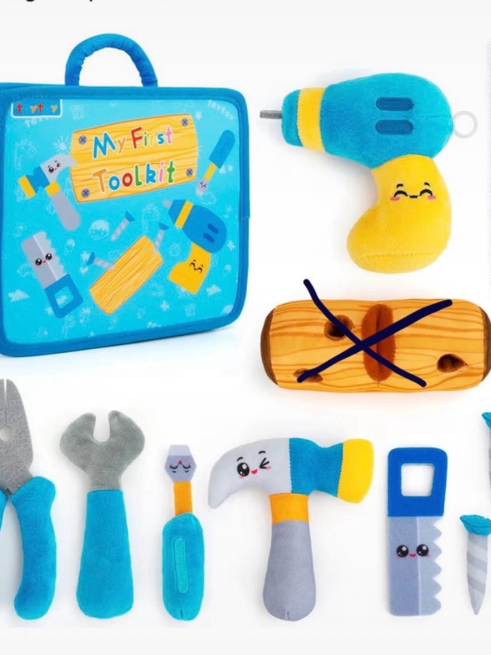 Plush Tool Set for Kids - Blue/Yellow